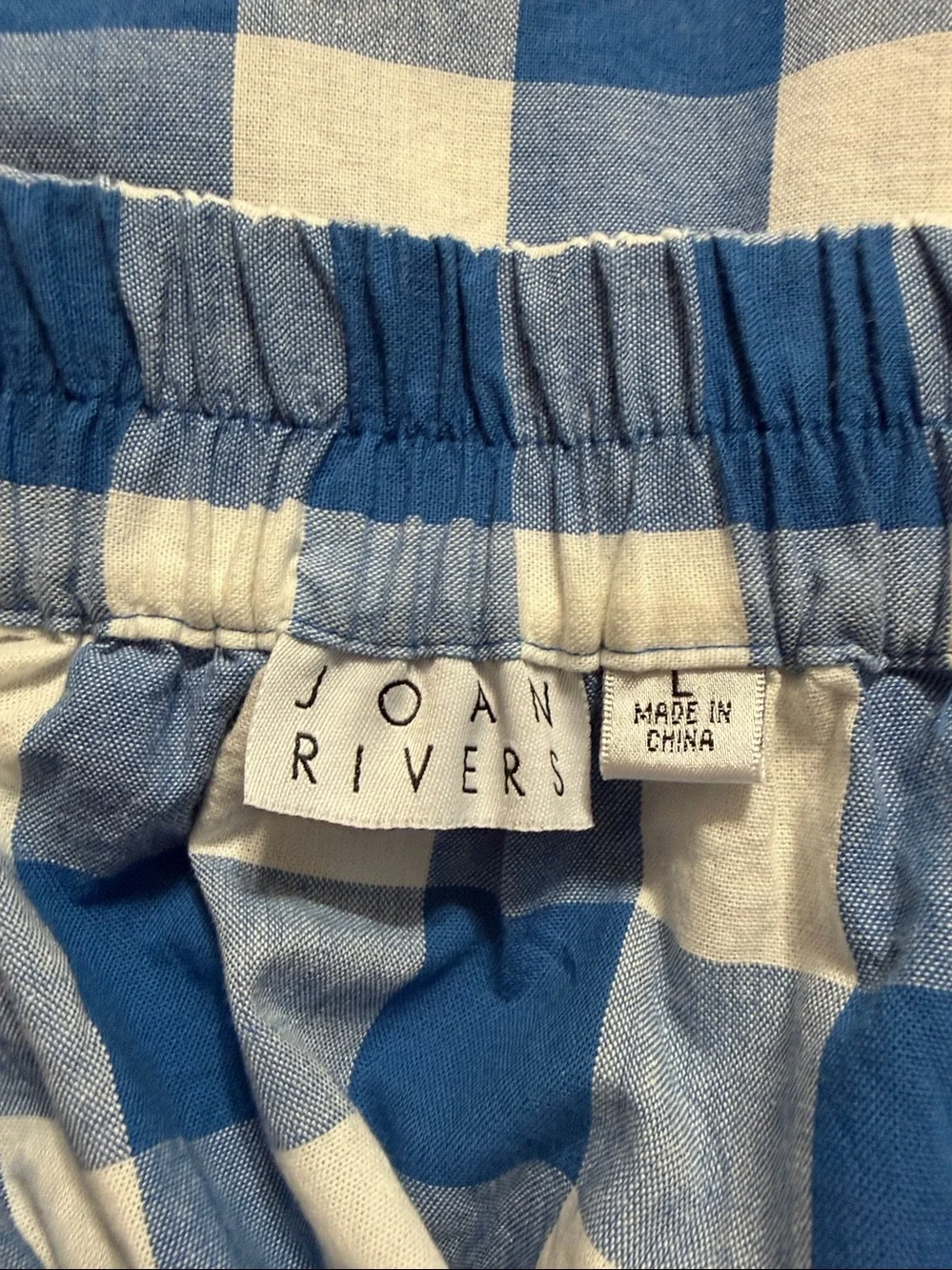 Joan Rivers Blue Buffalo Check Midi Skirt Size: L Length: 30” Pockets